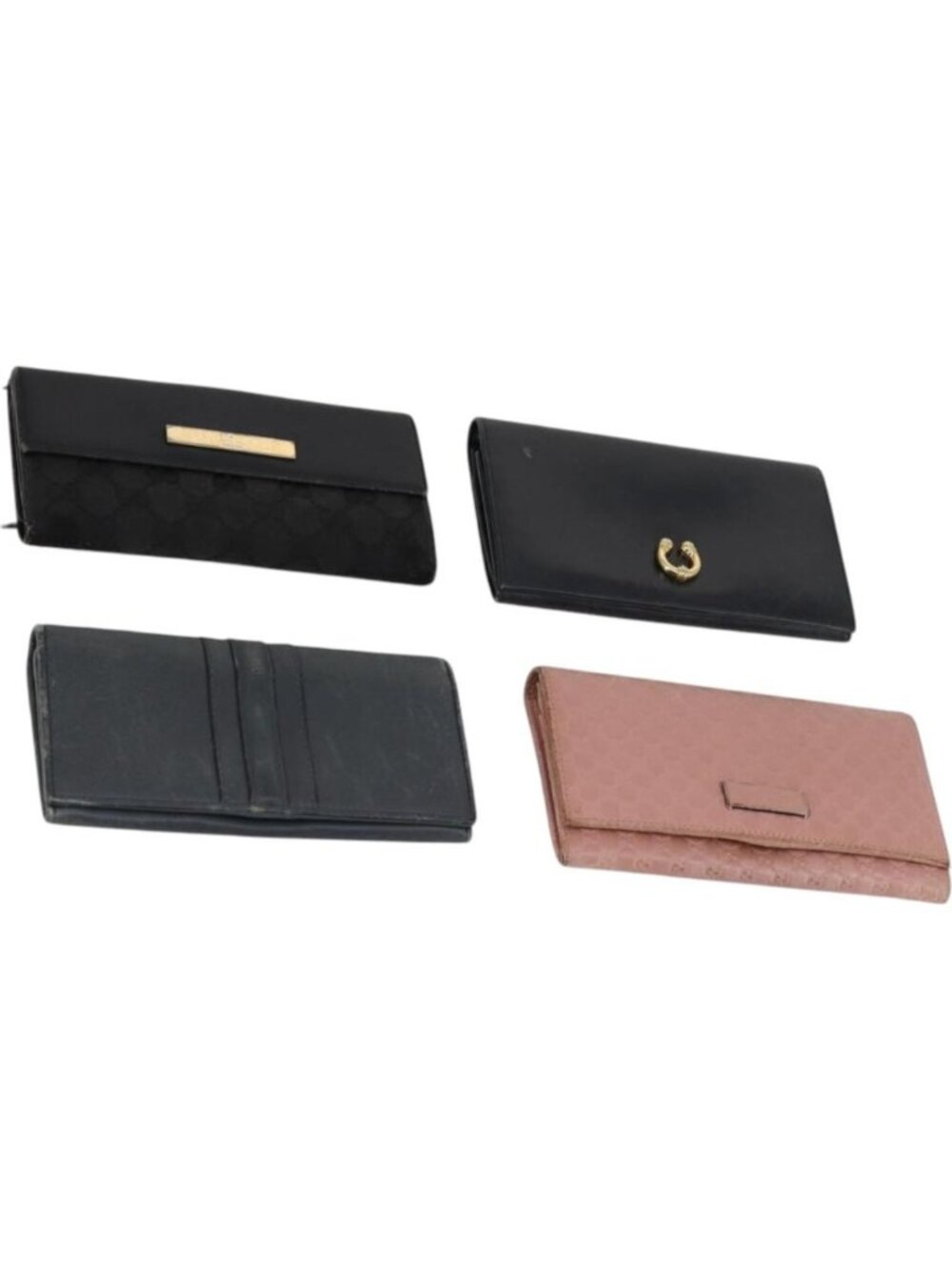 GUCCI Micro GG Canvas GG Canvas Wallet Leather 4 Set Pink Black